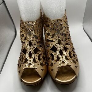 NEW Dance And Sway Women's Size 8 Gold Shoes Cuban Heel 2.1"